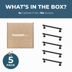 Franklin Brass - Francisco Matte Black Cabinet Handles 5 Inch (5") Hole Center Pulls | Easy Install, Durable Hardware for Kitchen Cabinet Door, Drawers, Dresser Pull, Furniture (5 Pack)