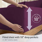 LuxClub 4 PC Full Sheet Set, Breathable Luxury Bed Sheets, Deep Pockets Wrinkle Free Cooling Bed Sheets Machine Washable Hotel Bedding Silky Soft - Eggplant Full