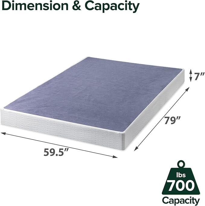 ZINUS 7 Inch Queen Metal Smart Box Spring with Quick Assembly, Mattress Foundation, Strong Metal Frame, Easy Assembly