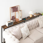 78.7" Console Table with Power Outlet, Narrow Sofa Table Behind Couch, Skinny Entryway Table with with Charging Station, for Hallway, Foyer, Living Room, Rustic Brown CTHR20E01