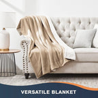 Walensee Sherpa Fleece Blanket (Twin Size 60”x80” Taupe tan) Plush Throw Fuzzy Super Soft Reversible Microfiber Flannel Blankets for Couch, Bed, Sofa Ultra Luxurious Warm and Cozy for All Seasons