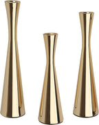 Vixdonos Light Gold Taper Candle Holders Metal Candlestick Holders Set of 3 Table Mantel Decorative Candle Stand for Dinning,Party，Wedding,Home Decor(Light Gold)
