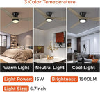 TALOYA 52 inch Ceiling Fans with Lights Remote Control, Modern Low Profile Ceiling Fan with Quiet Reversible DC Motor for Bedroom Living Room and Patio Black Walnut Finish