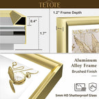 TETOTE Gold LED Bathroom Mirror with Lights 72x32 Front & Back Light Vanity Framed Mirror Baroque Anti Fog Dimmable White/Warm/Natural,CRI90+,Waterproof,Wall Mounted(Horizontal/Vertical)