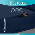 DREAMCARE Twin XL Sheet Sets – 3pcs Cooling Sheets – up to 21” Extra Deep Pocket Twin XL Sheets Set – Hotel Luxury Sheets & Pillowcases – Superior Softness 100% Fine Microfiber with Side Pocket –NBlue