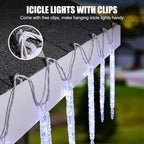 Minetom Icicle Lights Outdoor with Clips, 20ft 100 LED 20 Tubes Twinkling White Christmas String Lights, Connectable Waterproof Hanging Icicle String Light Plug in for Eave Holiday Outdoor