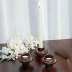 VOHO 12pcs Brownish Amber Candle Holders for Fall Decor, Vintage Ribbed Candlestick Holders Centerpiece Table Decorations, Heavy Glass Taper Candle Holders for Candlesticks/Votive Candles