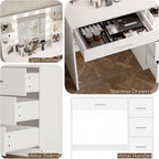 Irontar Vanity Desk, Makeup Vanity with 10 LED Lights & 4 Drawers, Brightness Adjustable, Dressing Table with 6 Open Storage, Makeup Table for Women, White WDT003W