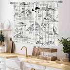 Vintage Nautical Curtains, Marine Coastal Sailboat Compass Anchor Ocean Beach Old Pirate Map Retro Window Drapery Treatments for Bedroom Living Room Kitchen Bathroom 2 Panels, 55x39 Inch