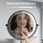Nicesail 8” Desk Mirror with Light Dimmable 3 Colors Lighting, Magnifying Mirror with Lights and 1X/7X Magnification Makeup Vanity Mirror with Lights, Makeup Mirror for Home Hotel Desktop, Black 7X