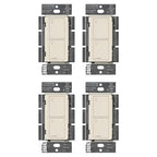 Lutron Caseta Original Smart Light Switch (Lutron Smart Hub Required), for Home, LED, and Fans, 6 Amp, Single-Pole/3-Way, Neutral Required, PD-6ANS-LA-4-Pack, Light Almond, 4 Pack