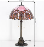 Tiffany Stained Glass Table Lamp 12X12X21Inch Resin Base Desk Bedroom Living Room Reading Light (Pink Jewelry)