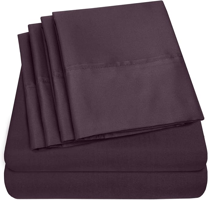 Sweet Home Collection 6 Piece 1500 Supreme Collection Brushed Microfiber Deep Pocket Sheet Set-2 Extra Pillow Cases, Great Value, Rv Short Queen, Purple