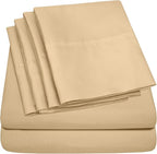Full Size Bed Sheets - 6 Piece 1500 Supreme Collection Fine Brushed Microfiber Deep Pocket Full Sheet Set Bedding - 2 Extra Pillow Cases, Great Value, Full, Camel