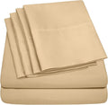 Sweet Home Collection 6 Piece 1500 Supreme Collection Brushed Microfiber Deep Pocket Sheet Set-2 Extra Pillow Cases, Great Value, Split King, Camel