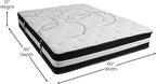 Flash Furniture Capri Comfortable Sleep 12" Hybrid Pocket Spring and Foam Mattress, Foam Pocket Spring Hybrid Mattress for Pressure Relief, Queen