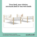 Storkcraft Caribou Bunk Bed Twin Over Twin Bunk Bed (White with Natural) - GREENGUARD Gold Certified, Converts to 2 Individual Beds
