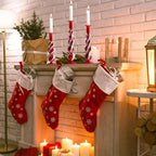 Mumufy 3 Pcs Red and White Christmas Glass Candlestick Holders Christmas Ball Glass Taper Candle Holder Stick Decor for Xmas Holiday Wedding Home Table Centerpiece