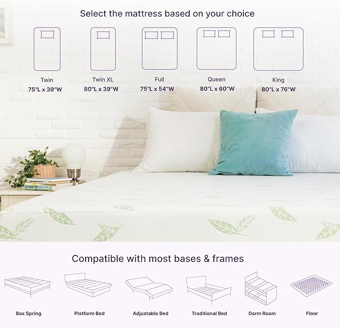 NapQueen King Size, 10 Inch Anula Green Tea Infused Memory Foam Mattress, Bed in a Box, CertiPUR-US Certified Mattress