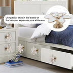 4 Pcs Petal Cabinet Knobs，Zinc Alloy Flower Shape Single Hole Knob with Screws for Dresser Handles Cabinet Wardrobe Door Handle Decorative Furniture (White Flower Pearl)