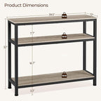 Yaheetech Entryway Table with Storage Shelves, 40 Inch Console Table with Metal Frame, Wood Behind Couch Sofa Tables for Entryway, Living Room, Gray
