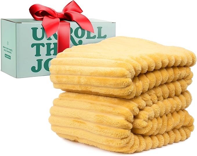 GO Premium Ultra Soft Twin Blanket for Couch - Yellow Fleece Blanket for Living Room, Bedroom, Home Decor - Small Couch Blanket for Men, Women (60x80 Inches)