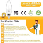 hansang 8 Pack E12 LED Candelabra Bulbs 2700K Warm White, 6W 60Watt Equivalent, B11 Ceiling Fan Light Bulbs Small Base, Type B Light Bulb for Chandelier, 600LM, 120V, Non-dimmable