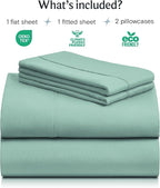 LuxClub 4 PC California King Sheet Set, Breathable Luxury Bed Sheets, Deep Pockets Wrinkle Free Cooling Sheets Machine Washable Hotel Bedding Silky Soft - Light Teal Cal King