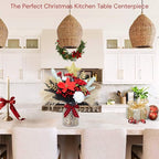 Christmas Centerpieces for Tables, Holiday Table Decor, 100pcs Christmas Floral Arrangements In Vase, Xmas Decorations For Coffee Kitchen Dining Table, Artificial Poinsettia Red Berry Pine Branches