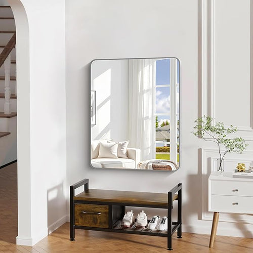 30" x 36"Bathroom Mirror, Silver Wall Mirror with Metal Frame, Decorative Rectangular Vanity Mirror for Bedroom Bathroom Living Room Entryway (Horizontal/Vertical)