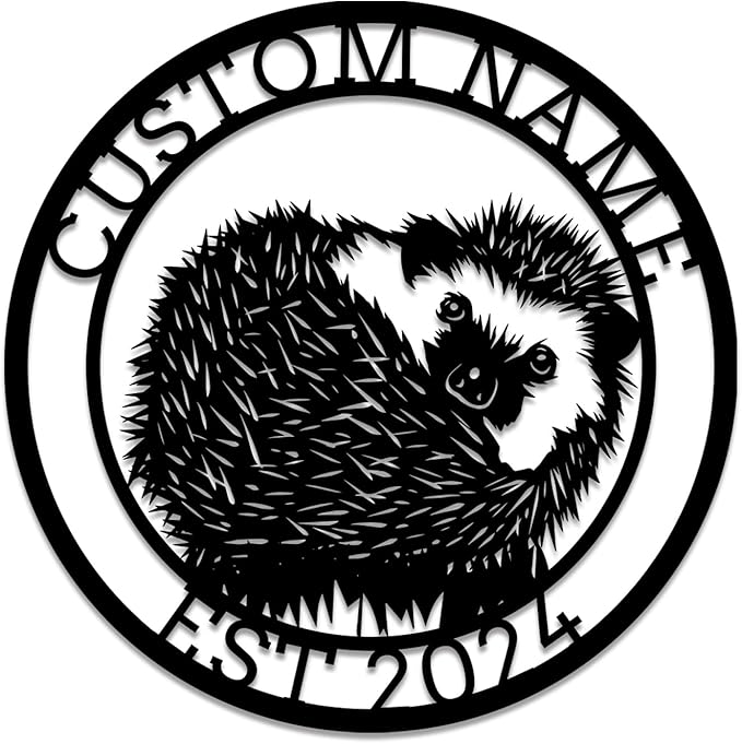 Custom Hedgehog Metal Sign, Personalized Hedgehog Metal Wall Art,Hedgehog Lovers Gift Metal Kid Room Decor,Personalized Hedgehog Lover Name Sign,Kid Nursery Decoration (Style C)