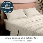 Mellanni King Sheets Set - 4 PC Iconic Collection Bedding - Hotel Luxury, Extra Soft, Cooling Bed Sheets - Wrinkle, Fade, Stain Resistant (King, Golden Ivory)