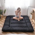 MAXYOYO Japanese Floor Mattress Futon Mattress, 4" Thicken Tatami Mat Sleeping Pad Foldable Roll Up Mat Boys Girls Dormitory Pad Kids Floor Lounger Pillow Bed, Black, Twin Size