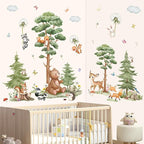 wondever Large Woodland Animal Tree Wall Stickers Forest Animals Bear Deer Dandelion Peel and Stick Wall Art Decals for Baby Nursery Kids Bedroom