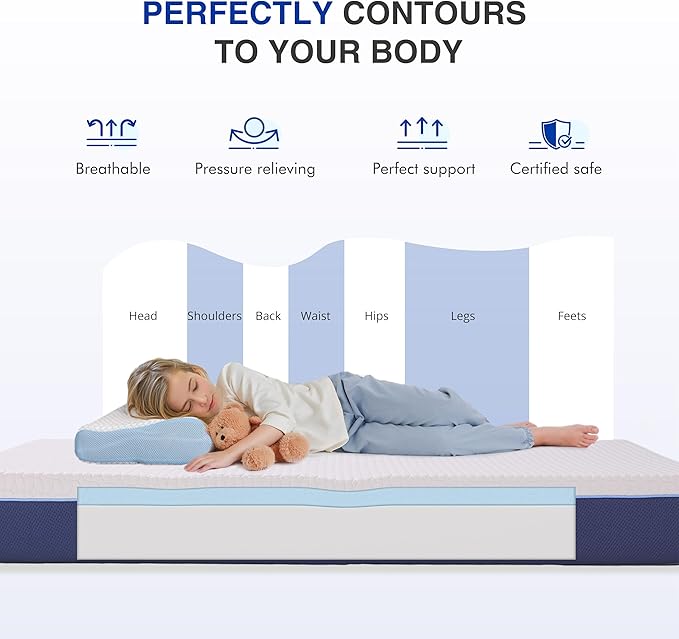 6 Inch Full Size Mattress, Gel Cooling Memory Foam Mattress in A Box, Medium Firm Feel for Back Pain Relief, CertiPUR US Certified