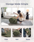 ZonLi Japanese Floor Futon Mattress Full Size 75"x 54", 100% Cotton Cover 2.5'' Thicken Tatami Mattress, Foldable Sleeping Pad, Portable Dormitory Tatami Mat, Roll Up Floor Lounger Bed for Adult