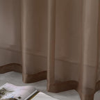 DUALIFE 2 Panels Chocolate Brown Semi Sheer Window Curtains Elegant Grommet Top Window Voile Drapes/Treatment Panels for Bedroom Living Room (52X96 Inches)