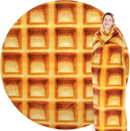 Jorbest Waffles Blanket Adult Size 71 Inches Birthday Gifts for Women Men Mom Teen Boys Girls, Novelty Waffles Throw Blanket Funny Gifts for Adult Kids, 285 GSM Soft Flannel Food Blanket (Brown)
