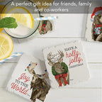 Thirstystone Merry Lodge Creatures 4 Pack Assorted Tumbled Tile Stone Coasters with Protective Cork Backing 4" Square Manufactured in The USA