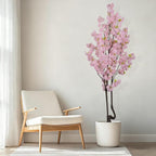 7FT Artificial Pink Cherry Tree,Lifelike Handmade Natural Fake Cherry Blossom Tree,Faux Realistic Sakura Tree,Perfect Decoration for Wedding,Home,Party,Festive