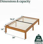 ZINUS Ellie 14 Inch Twin Bamboo Platform Bed Frame, Wood Slat Support, No Box Spring Needed, Easy Assembly, Brown