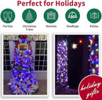 LAMPHOME 31.9FT 150-Count Red White and Blue Mini Lights,4th of July Patriotic String Light White Wire, Independence Day Lights for Indoor Outdoor Christmas Party Decor,Red White Blue