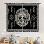 Viking Curtains, Nordic Tree of Life Celtic Rune Scandinavian Gothic Norse Mythology Aesthetic Retro Drapery for Bedroom Living Room Bathroom Window 2 Panel Set, 42"x63" Inch