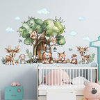 Jungle Animal Wall Stickers Forest Safari Wall Decals Kid Room Nursery Baby Bedroom Décor (Tree House Animals)