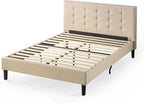 ZINUS Ibidun Upholstered Platform Bed Frame, Mattress Foundation, Wood Slat Support, No Box Spring Needed, Easy Assembly, Full, Beige