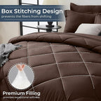 HEVUMYI Brown Full Comforter Set - 7-Piece All Season Bed in a Bag Full, Ultra Soft Bedding Set with Comforter, Flat Sheet, Fitted Sheet, Pillowcases, Pillow Shams