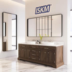 ISKM Black Bathroom Mirror for Wall 51" x 30" Matte Black Framed Vanity Mirror Anti-Rust, Tempered Glass, Rounded Rectangle Mirror(Horizontal/Vertical)
