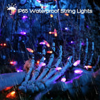 LYHOPE Orange Purple Halloween Lights Indoor, 2 Pack Total 66ft 200 LED Battery Halloween Light with 8 Mode, Timer, Waterproof Battery Operated String Lights for Home Tree Wreaths Party Holiday Decor