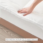 Great Bay Home Queen Mattress Topper. Thick, Elastic Corner Mattress Protector and Cover. Ultra-Soft Pillowtop Mattress Pad. Fits Mattresses Up to 18" (Queen, White)