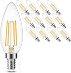 Cotanic LED Candelabra Bulb Dimmable 2700K Soft Warm White, E12 Small Base Type B Light Bulb 60W Equivalent, B11 Candle Light Bulb for Chandelier, Ceiling Fan Light Bulbs, 600LM, AC 120V, 12 Pack